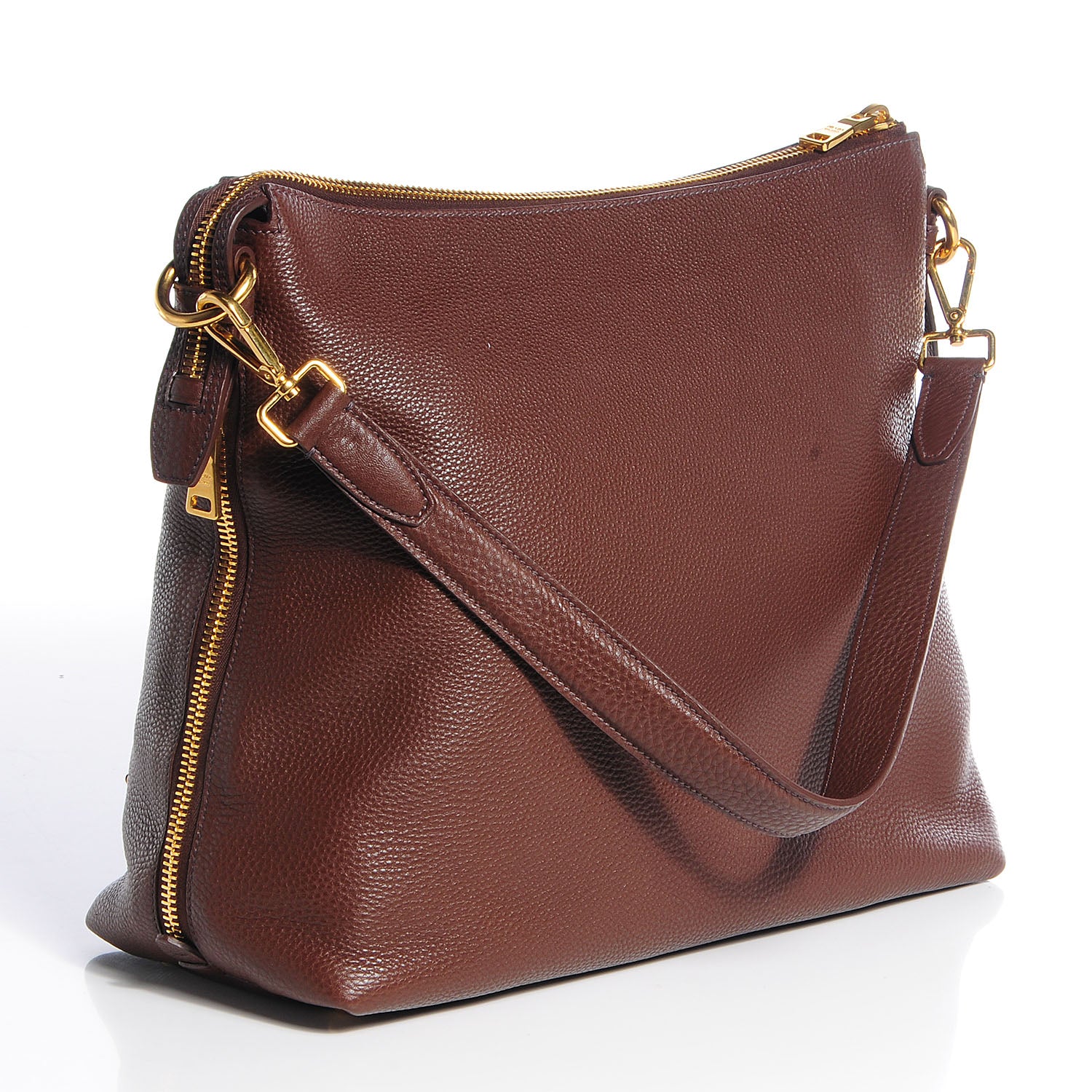 Prada Vitello Daino Zipper Hobo Bruciato 8 of 16