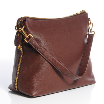 Prada Vitello Daino Zipper Hobo Bruciato 8 of 16