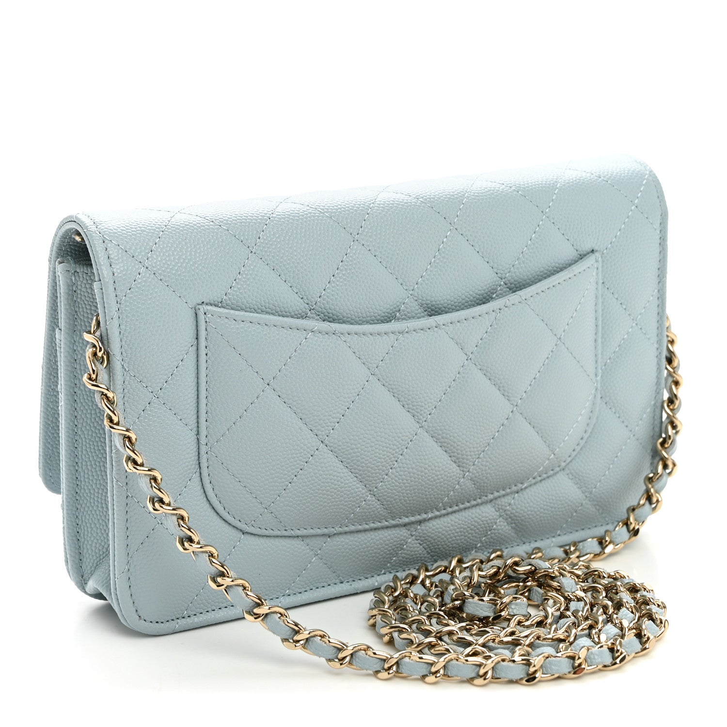 Chanel Caviar Quilted Wallet on Chain WOC Light Blue 3 of 11