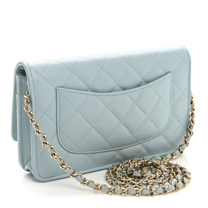 Chanel Caviar Quilted Wallet on Chain WOC Light Blue 3 of 11
