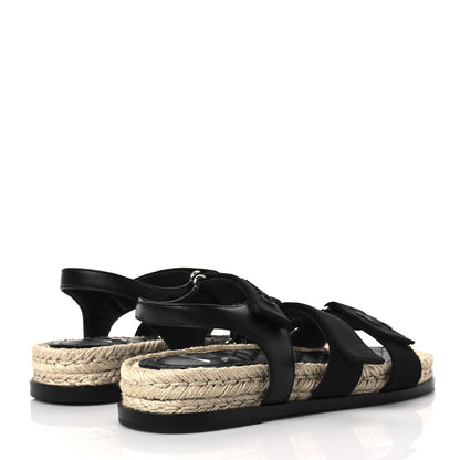 Chanel Stretch Fabric Lambskin CC Flat Sandals 37 Black 4 of 10