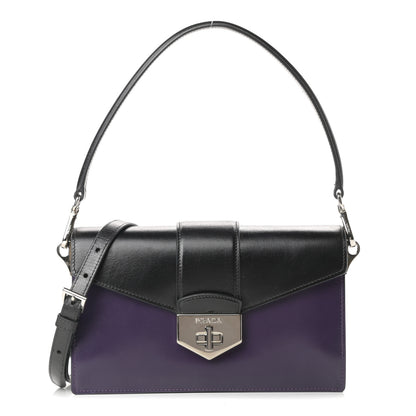 Prada Box Calfskin Shoulder Bag Black Viola 1 of 18