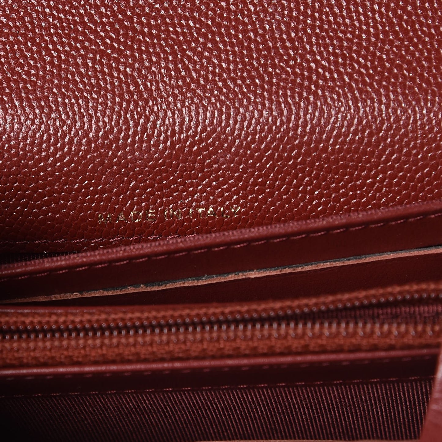Iridescent Caviar Quilted Medium Flap Wallet Burgundy