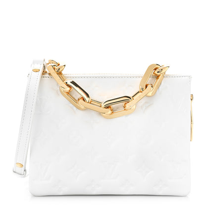 Louis Vuitton Lambskin Embossed Monogram Coussin BB White 1 of 9