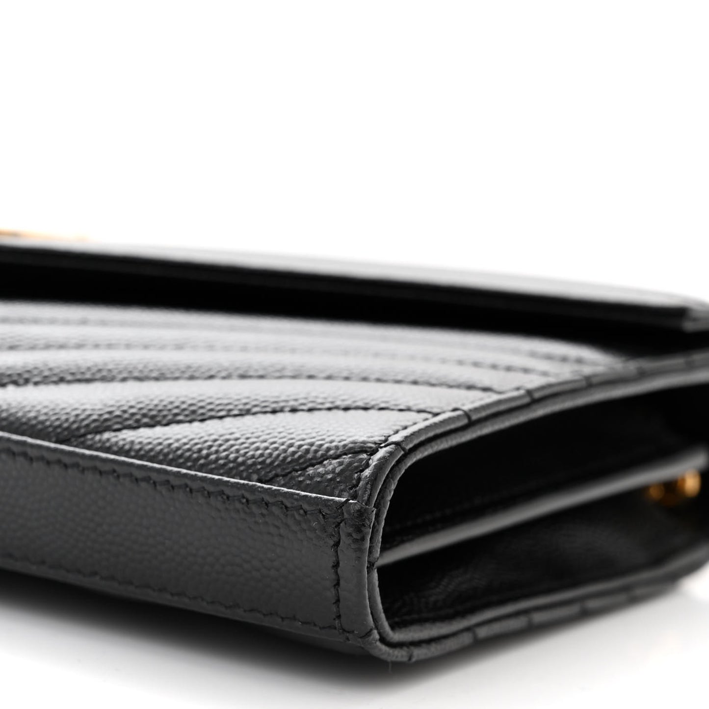 Grain De Poudre Matelasse Chevron Monogram Chain Wallet Black