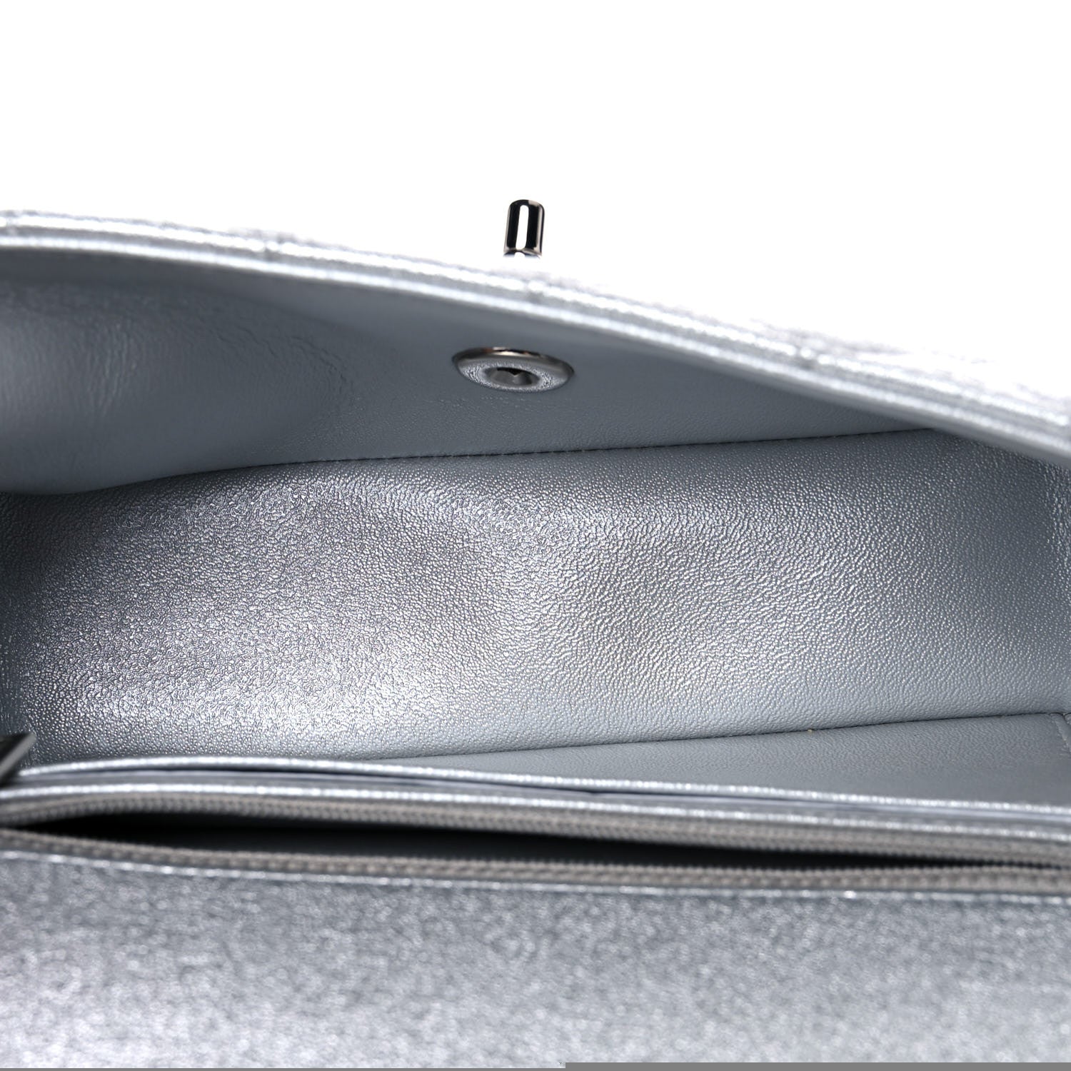 Chanel Metallic Lambskin Quilted Mini Rectangular Flap Silver 5 of 9