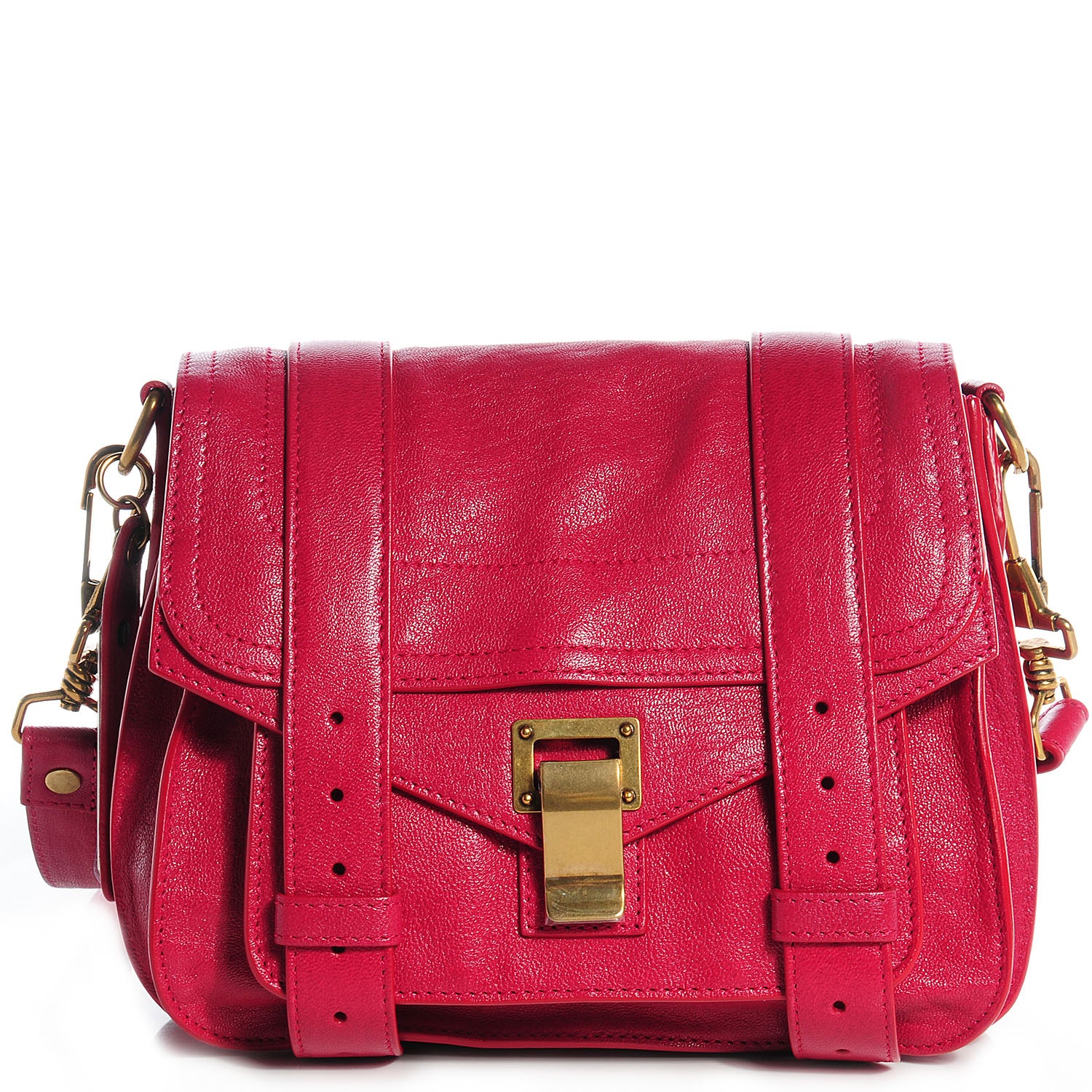 Proenza Schouler Leather PS1 Mini Pouch Messenger Bag Raspberry 1 of 13