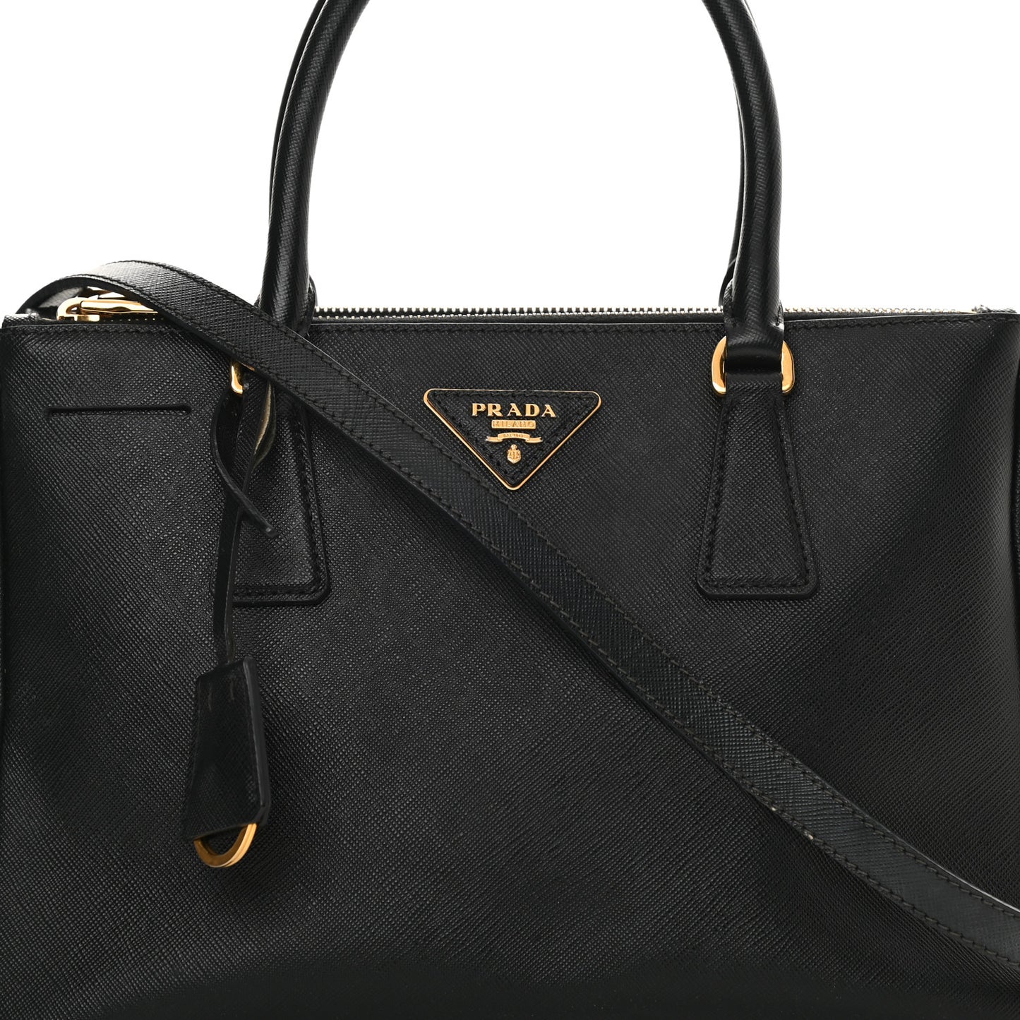 Saffiano Small Galleria Double Zip Tote Black