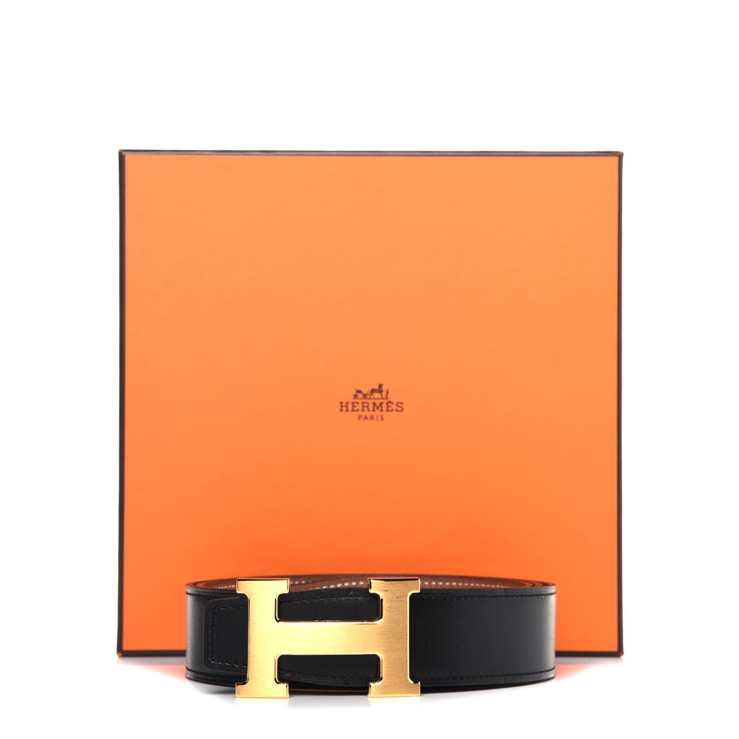 Hermes Box Togo 32mm H Belt 90 Black Gold 6 of 6