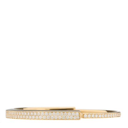 Tiffany 18K Yellow Gold Diamond Tiffany Lock Bangle Pave Bracelet 5 of 14