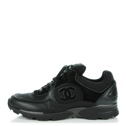 Chanel Suede Calfskin CC Sneakers 40 Black 1 of 8