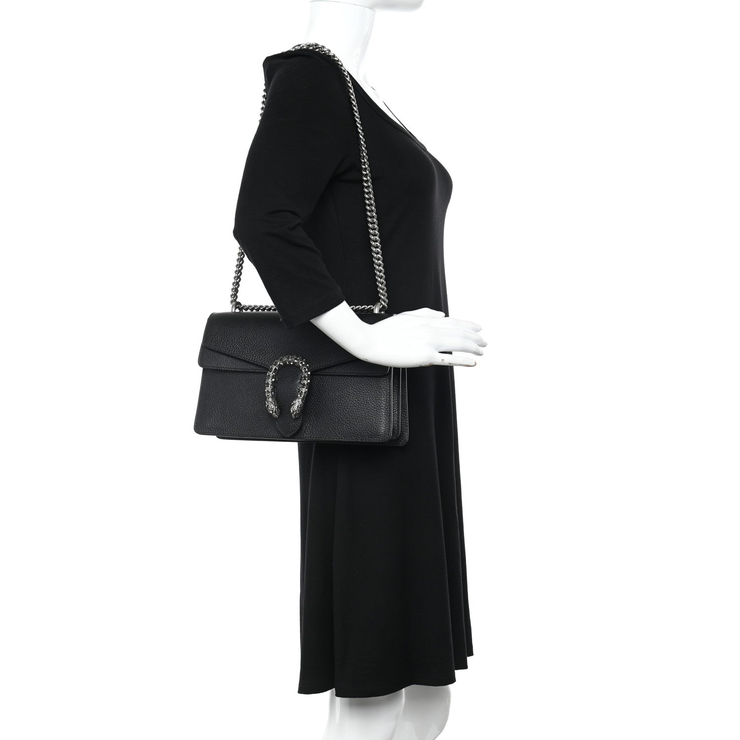 Gucci Pebbled Calfskin Small Dionysus Shoulder Bag Black 2 of 16