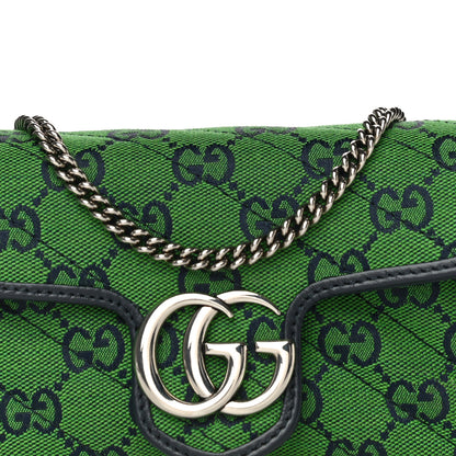Gucci Monogram Multicolor Matelasse Diagonal Super Mini GG Marmont Shoulder Bag Green Blue 7 of 10