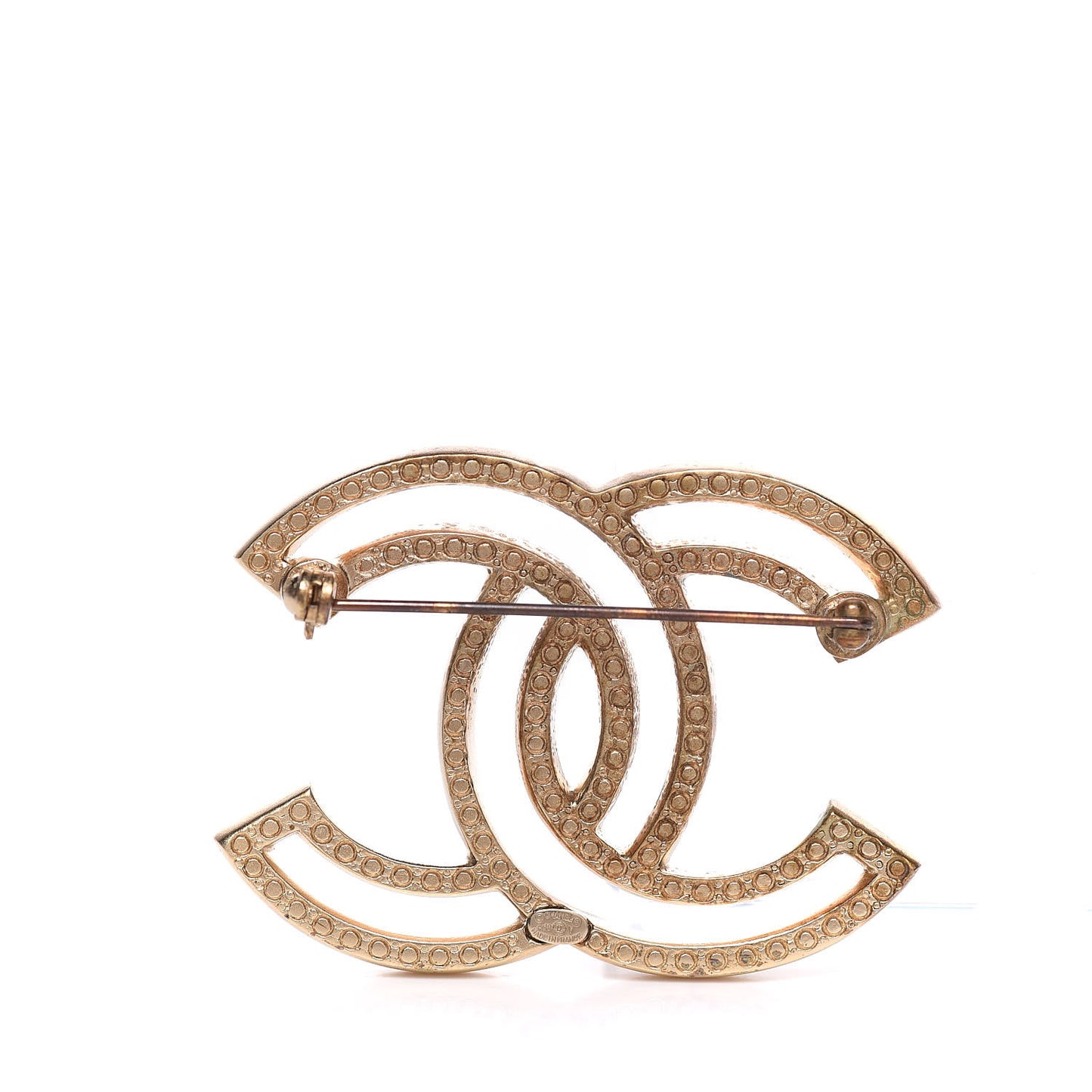 Crystal CC Brooch Gold