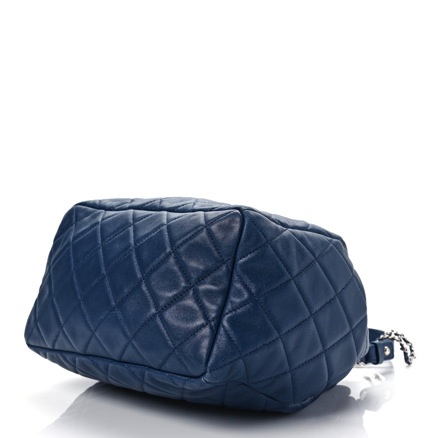 Lambskin Quilted CC Chain Drawstring Tote Blue