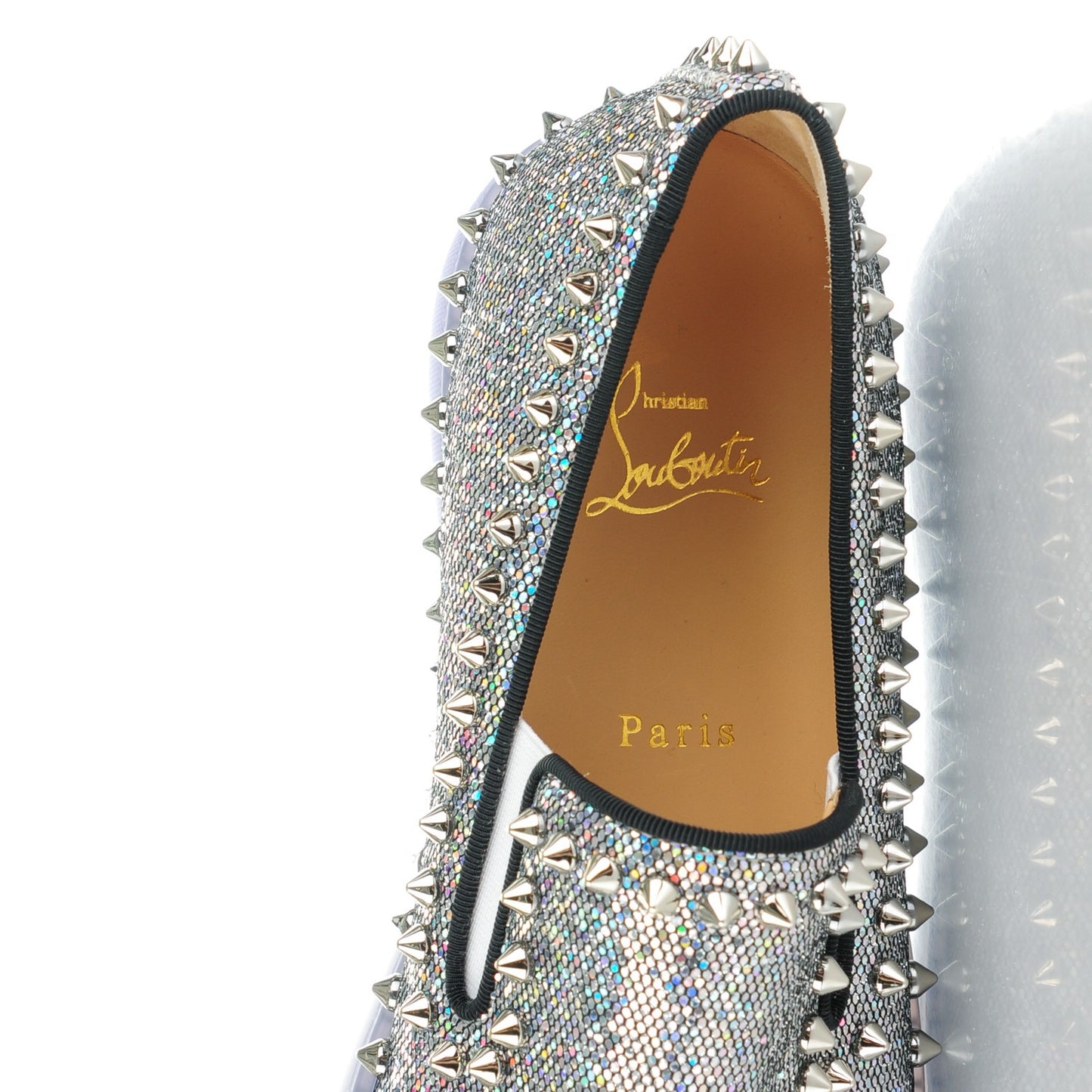 Mens Glitter Disco Ball Pik Boat Flat 42 Multicolor Silver