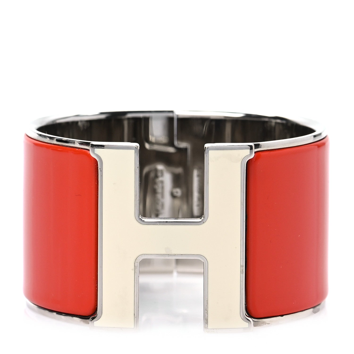 Hermes Enamel Extra Wide Clic Clac H Bracelet PM Capucine White 1 of 4