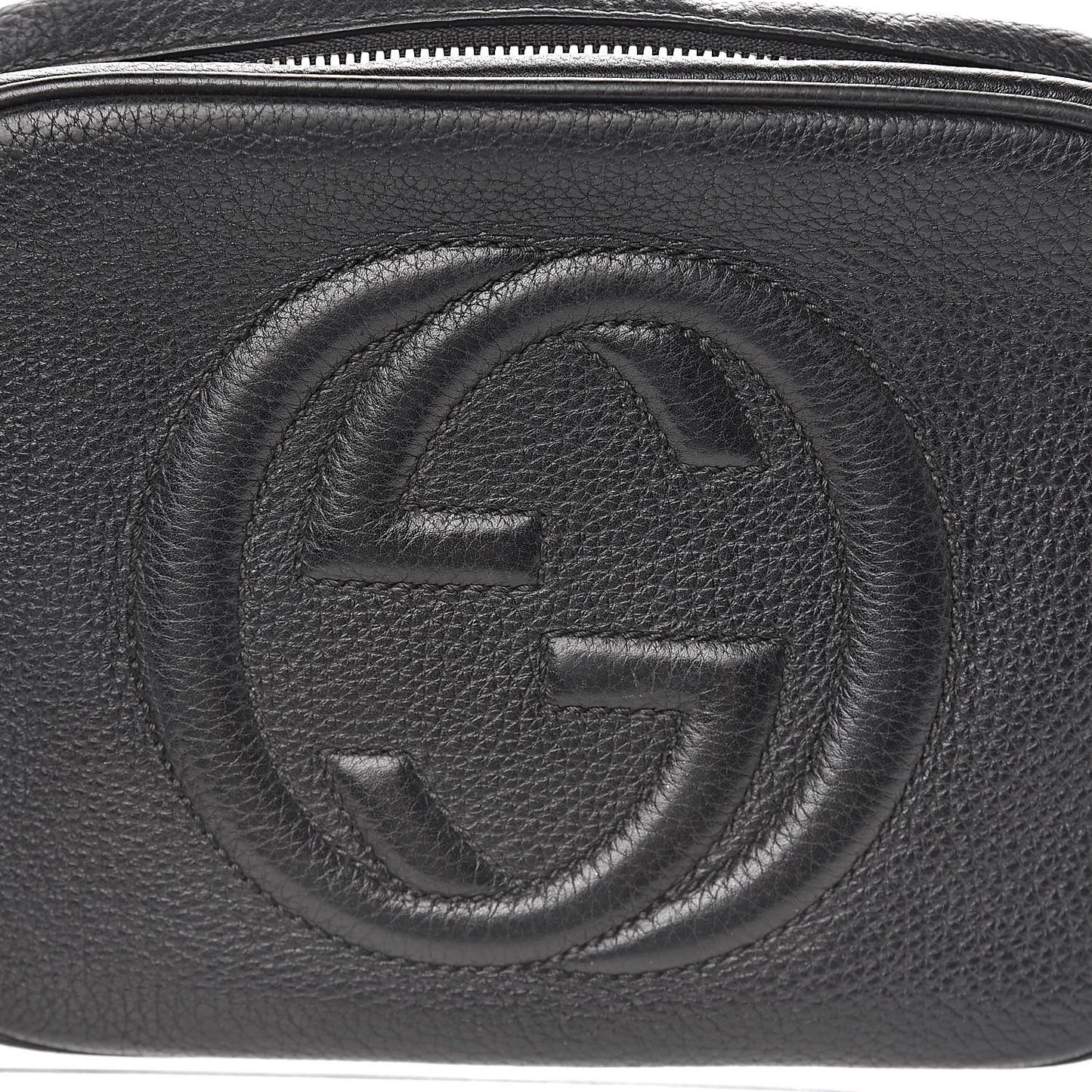 Pebbled Calfskin Small Soho Disco Bag Black