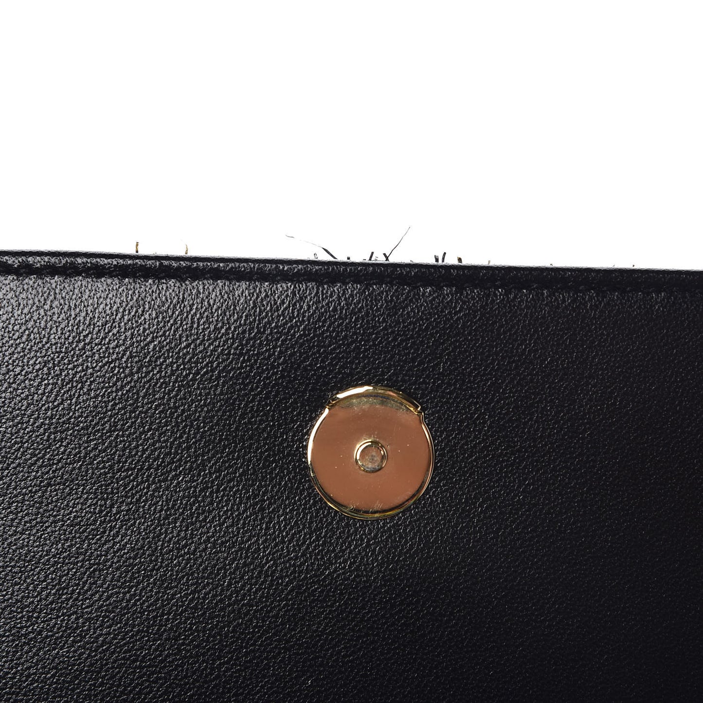 Sequin Striped Classic Monogram Kate Tassel Chain Wallet Black Gold