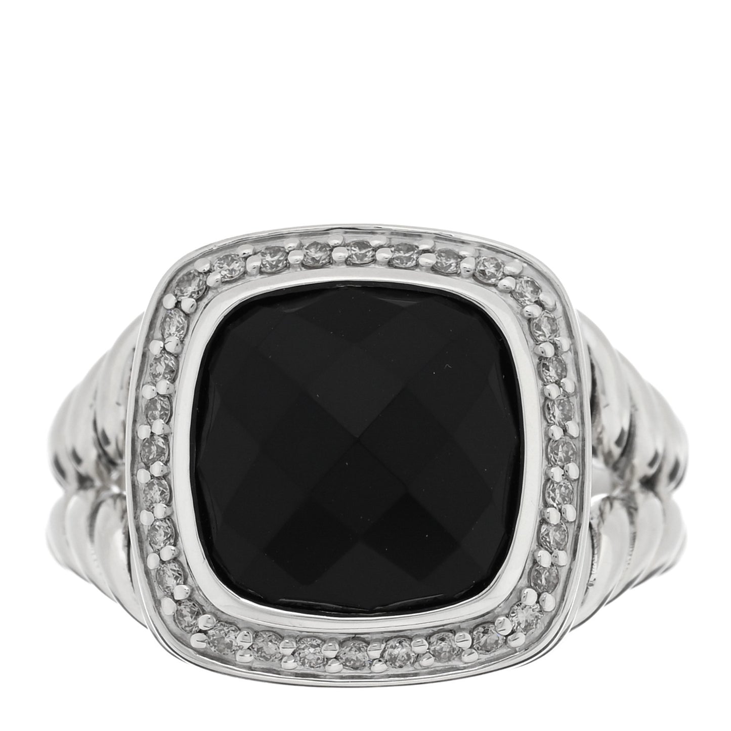 Sterling Silver Diamond Black Onyx 11mm Albion Statement Ring 52 6