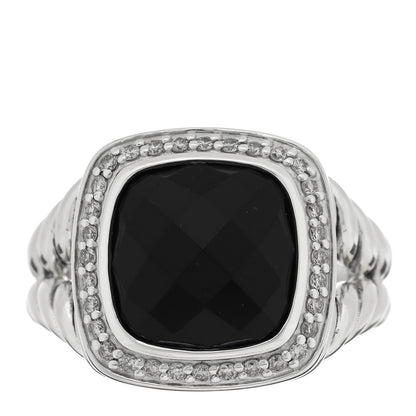 David Yurman Sterling Silver Diamond Black Onyx 11mm Albion Statement Ring 52 6 1 of 4