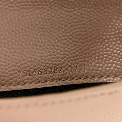 Saint Laurent Grain De Poudre Matelasse Chevron Monogram Zipped Card Case Nude Powder 7 of 8