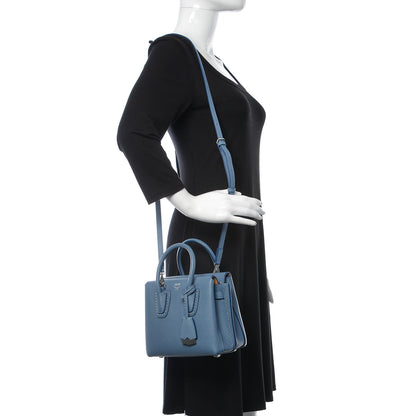 MCM Grained Calfskin Studded Mini Milla Tote Luft Blue 2 of 9