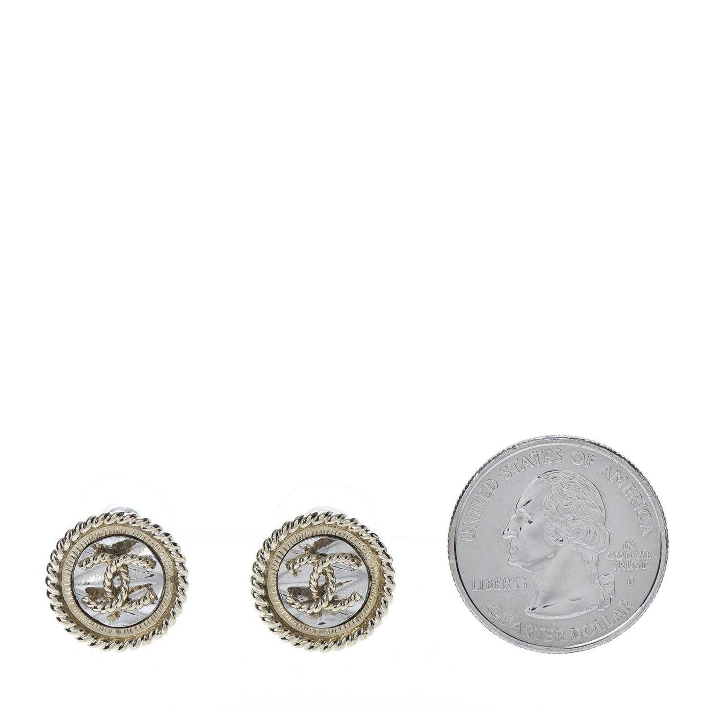 Twisted CC Round Earrings Gold Silver
