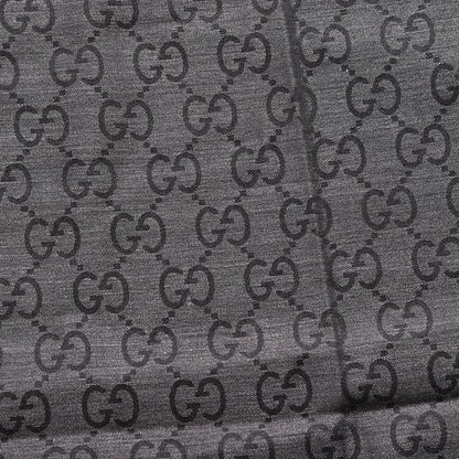 Gucci Wool Silk GG Monogram Fringe Scarf Dark Grey 3 of 5