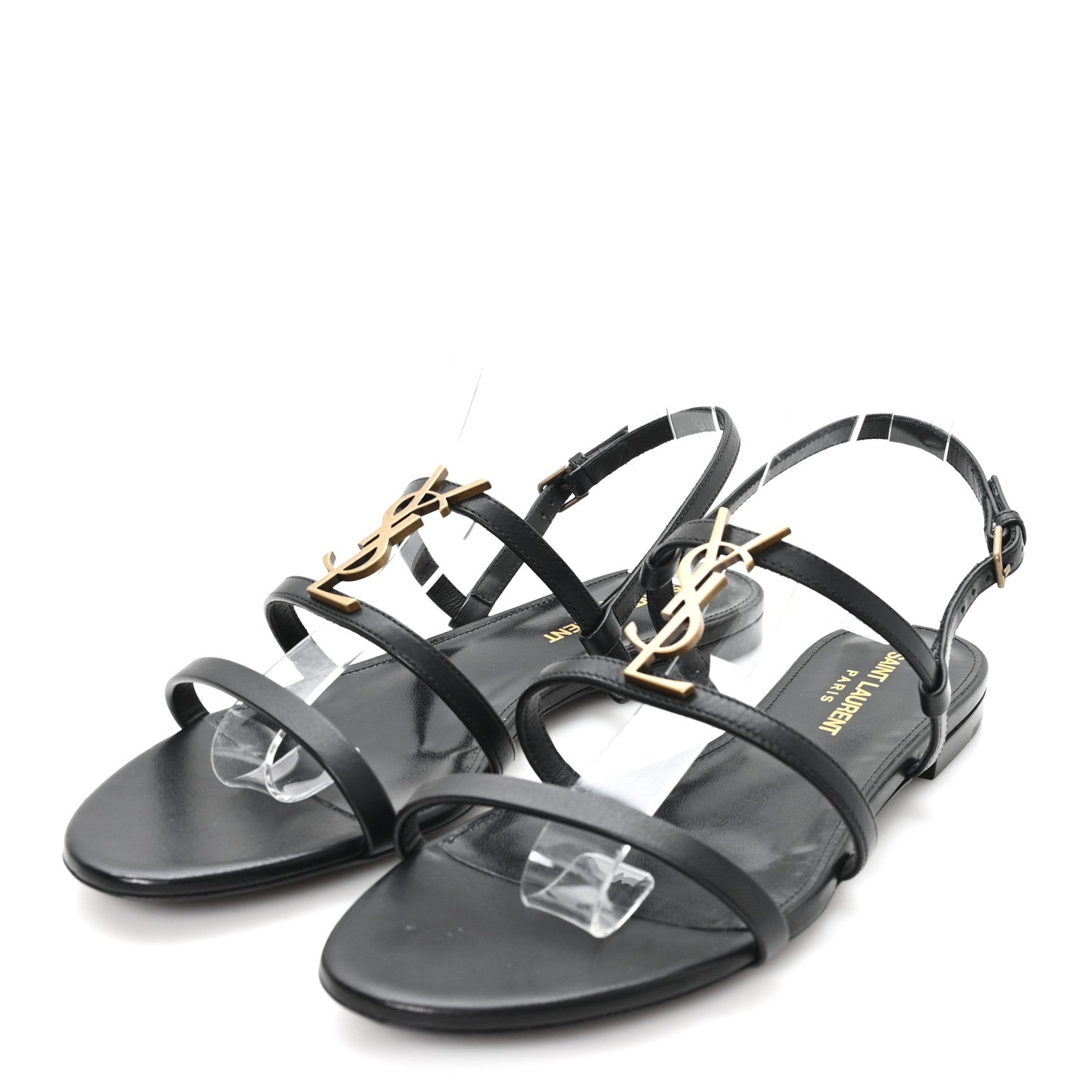 Saint Laurent Calfskin Cassandra Monogram Sandals 37 Black 4 of 10