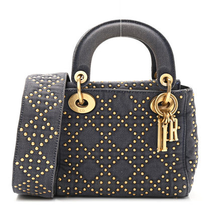 Christian Dior Denim Cannage Studded Mini Lady Dior Navy 1 of 10