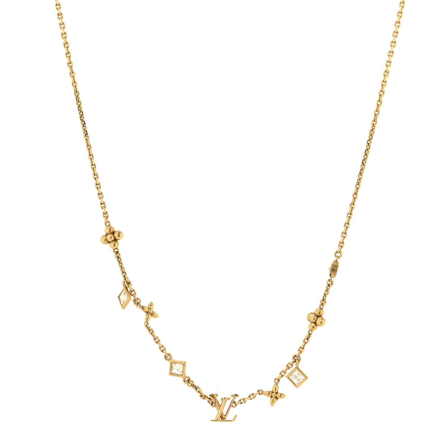 Metal Crystal LV In The Sky Necklace Gold