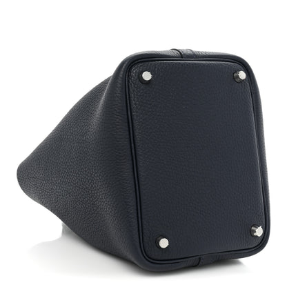 Hermes Taurillon Clemence Eclat Picotin Lock 18 PM Bleu Nuit Bleu Zellige 4 of 9