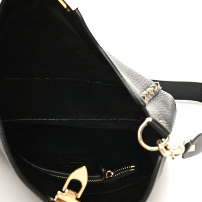 Valentino Garavani Pebbled Calfskin Large Rockstud Flip-Lock Messenger Bag Black 8 of 10