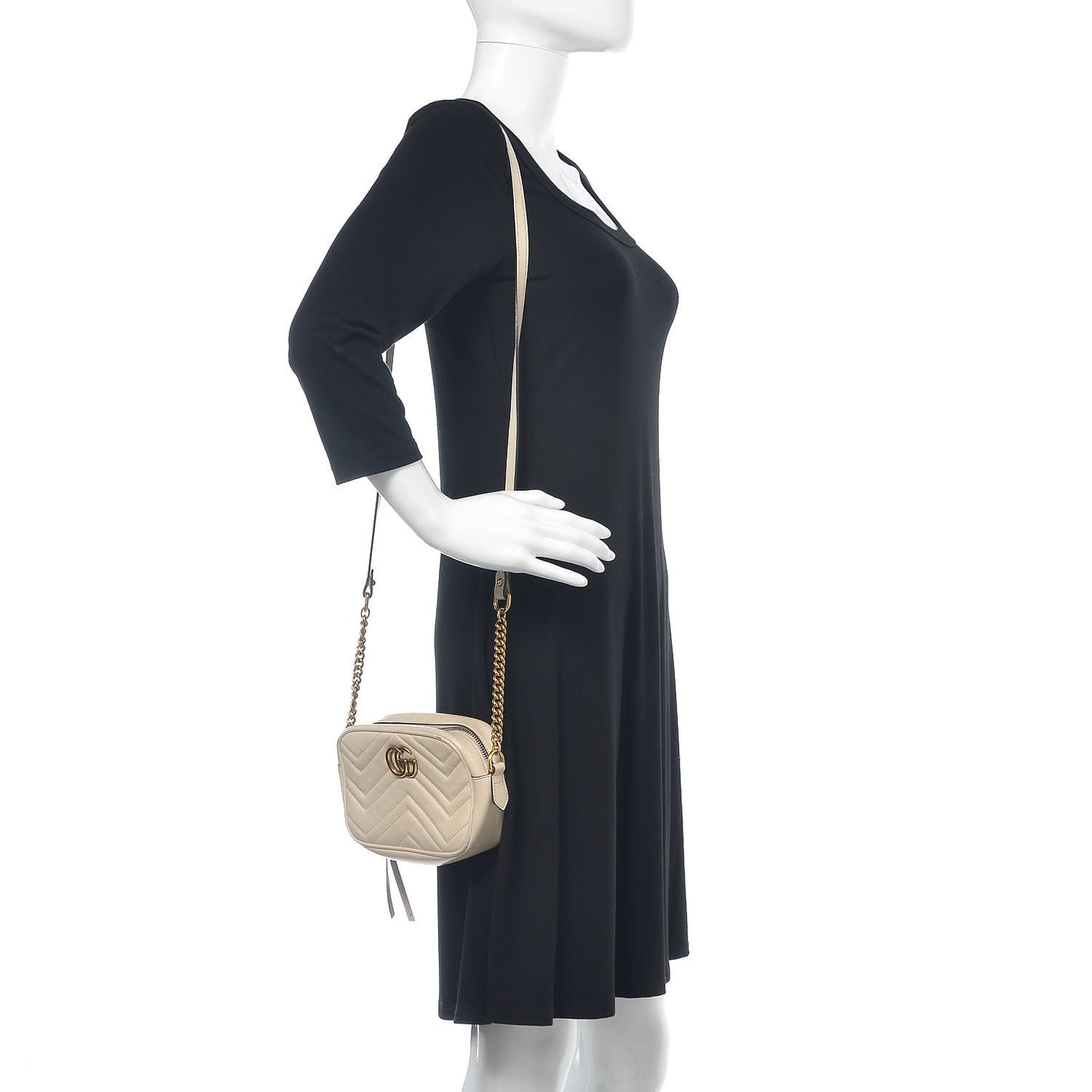 Calfskin Matelasse Mini GG Marmont Chain Shoulder Bag White