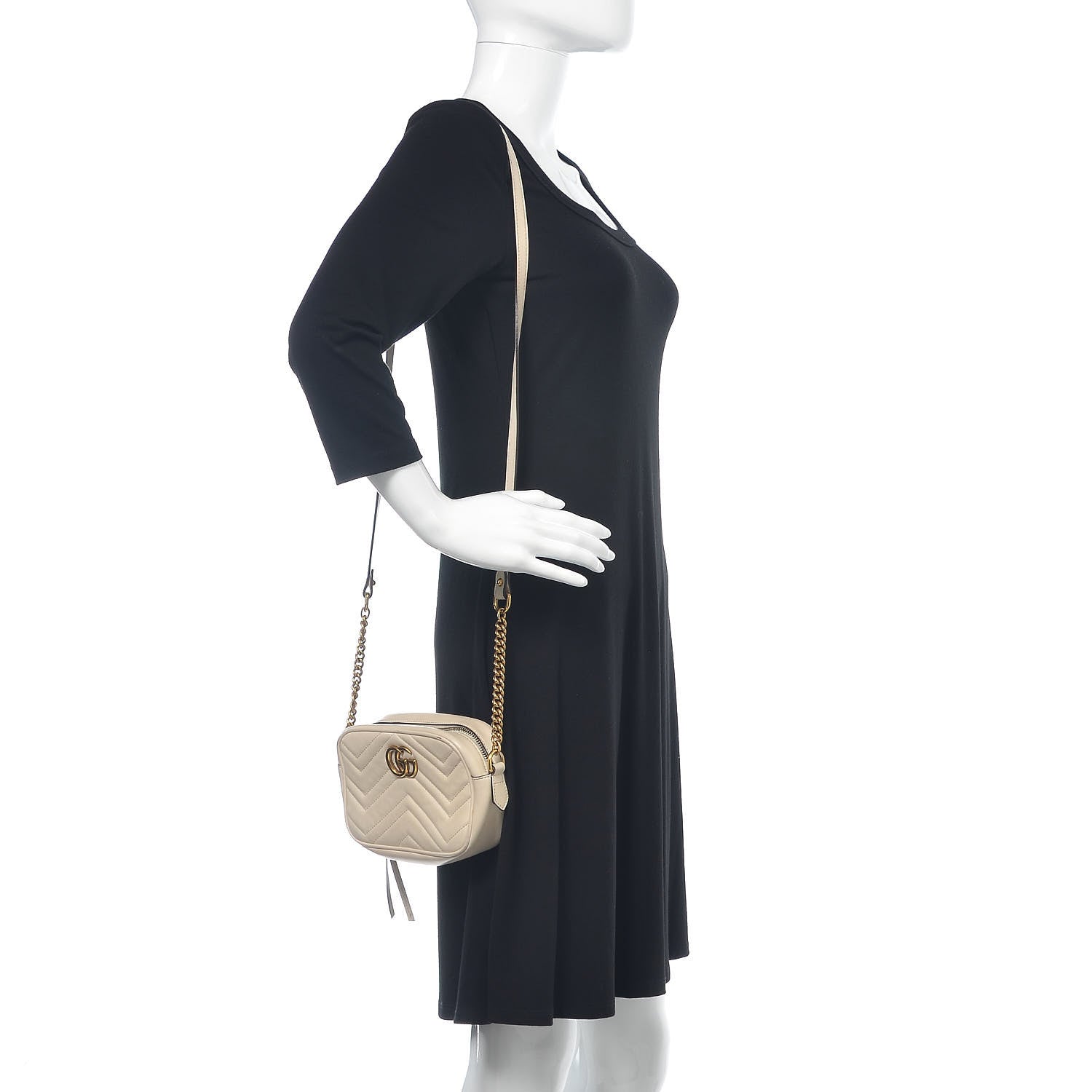 Gucci Calfskin Matelasse Mini GG Marmont Chain Shoulder Bag White 2 of 18