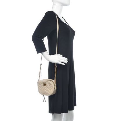 Gucci Calfskin Matelasse Mini GG Marmont Chain Shoulder Bag White 2 of 18