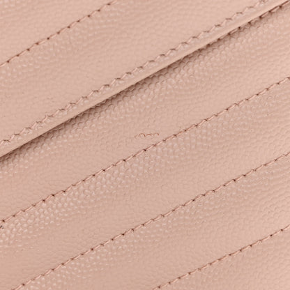 Saint Laurent Grain De Poudre Matelasse Chevron Monogram Chain Wallet Nude Powder 12 of 13