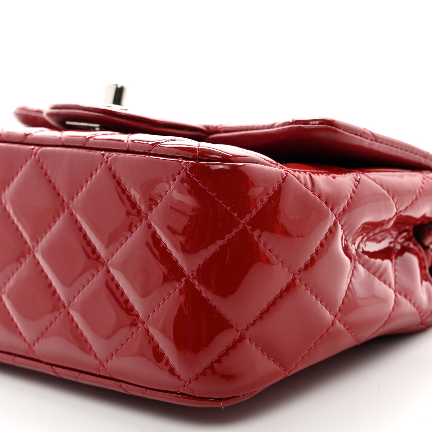 Patent Quilted Mini Square Flap Red
