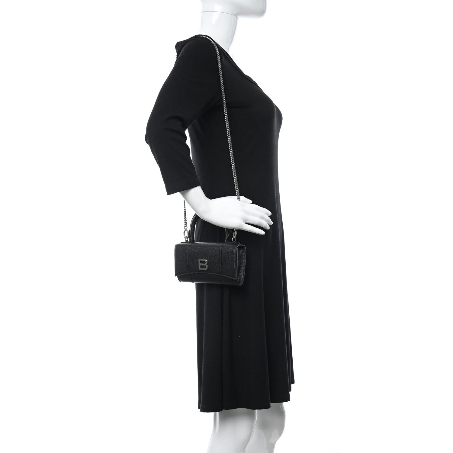 Balenciaga Grained Calfskin Hourglass Top Handle Crossbody Phone Holder Black 2 of 10