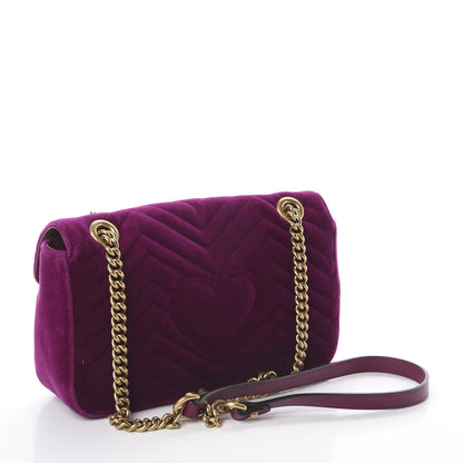 Gucci Velvet Matelasse Small GG Marmont Shoulder Bag Fuchsia Violet Cyclamen 2 of 8