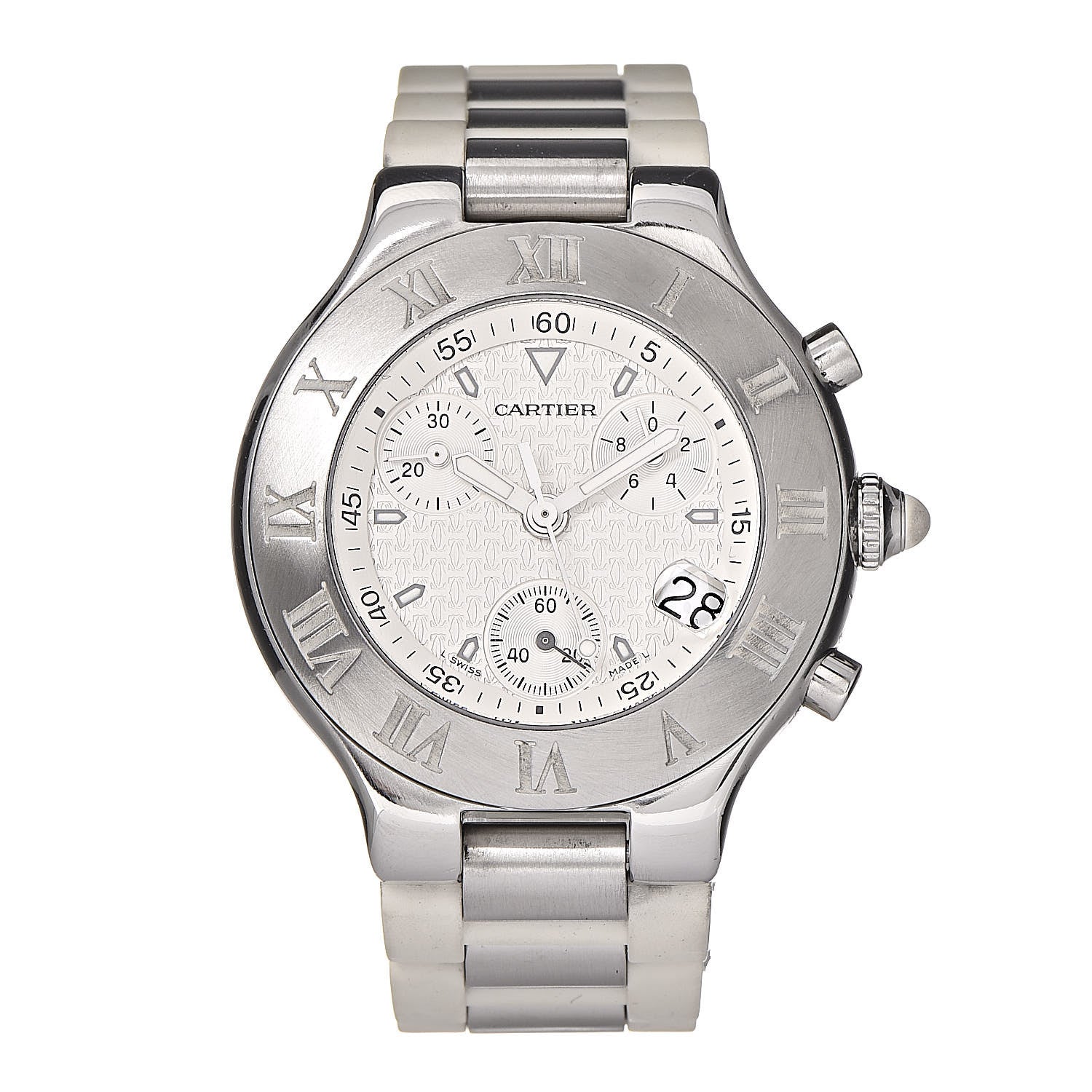 Cartier Stainless Steel Rubber 38mm Must 21 Chronoscaph Quartz Watch 1 of 6