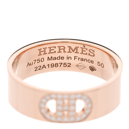 Hermes 18K Rose Gold Diamond PM H D'Ancre Ring 50 5.25 4 of 5