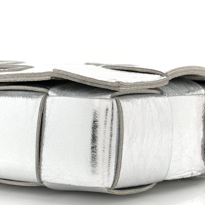 Bottega Veneta Metallic Lambskin Maxi Intrecciato Cassette Crossbody Bag Silver 10 of 10