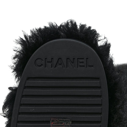 Chanel Shearling Sheepskin High Boots 36 Black 6 of 7