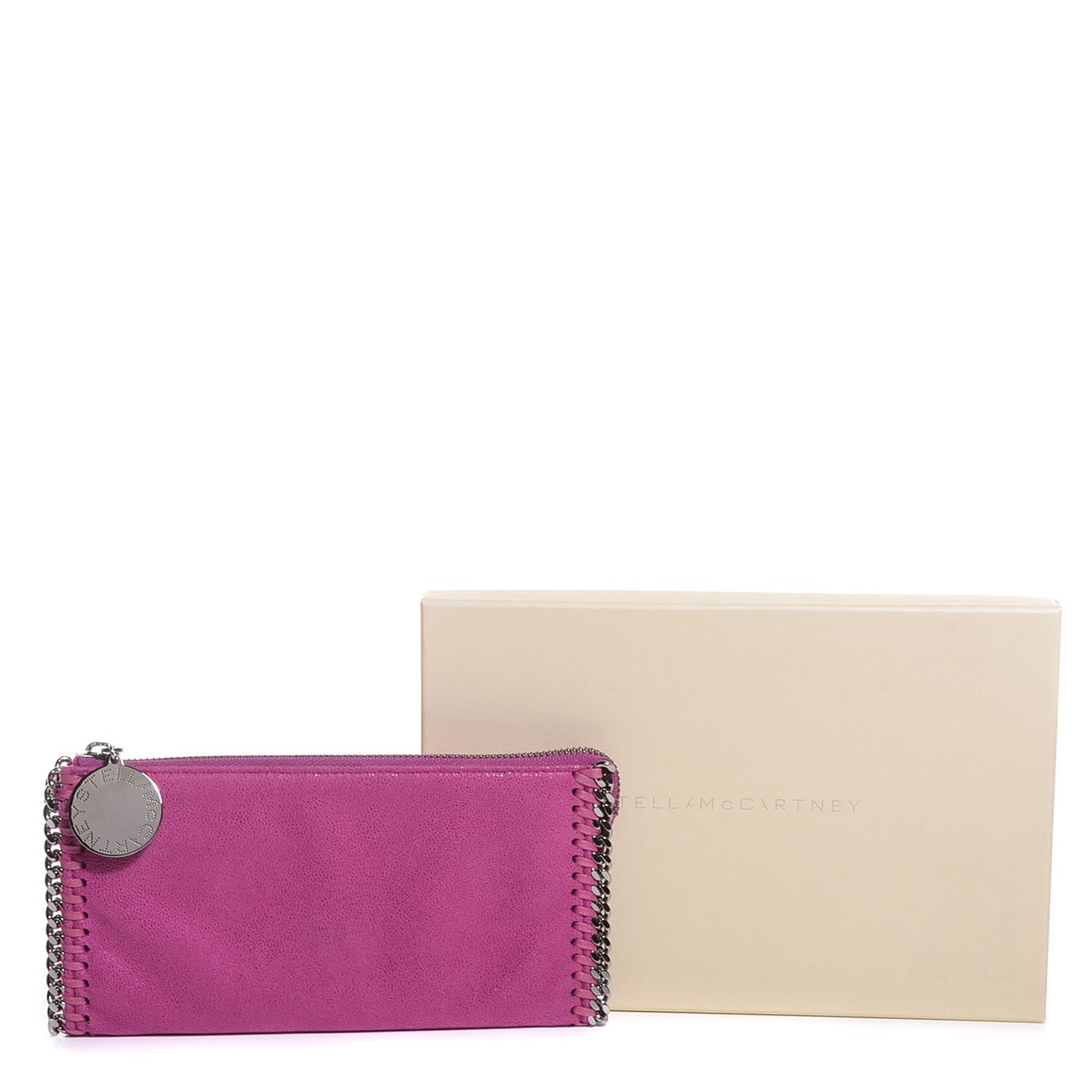 Stella McCartney Faux Leather Shaggy Deer Falabella Zip Wallet Pink 7 of 9