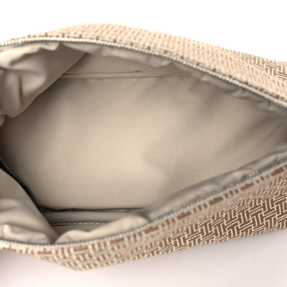 Hermes Cotton Canvas H Embroidered Travel Cosmetic Pouch Natural 5 of 8