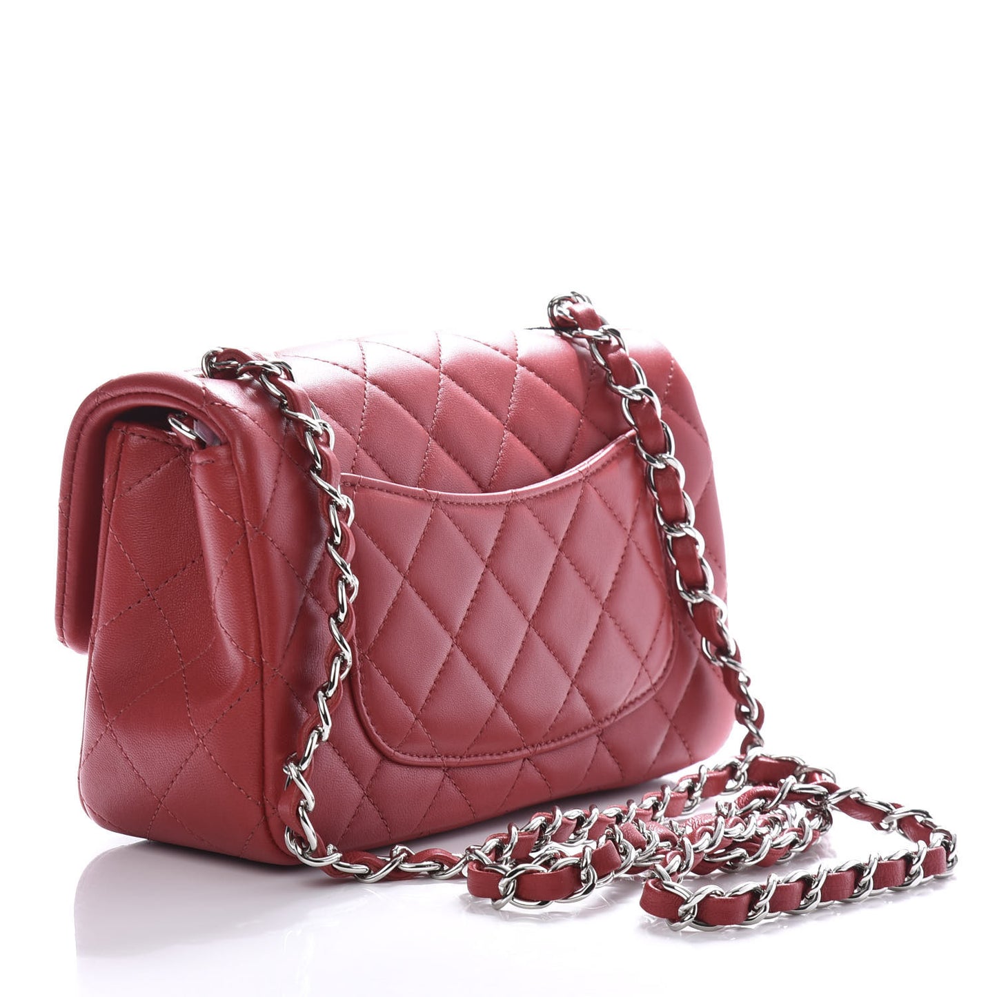 Lambskin Quilted Mini Rectangular Flap Red