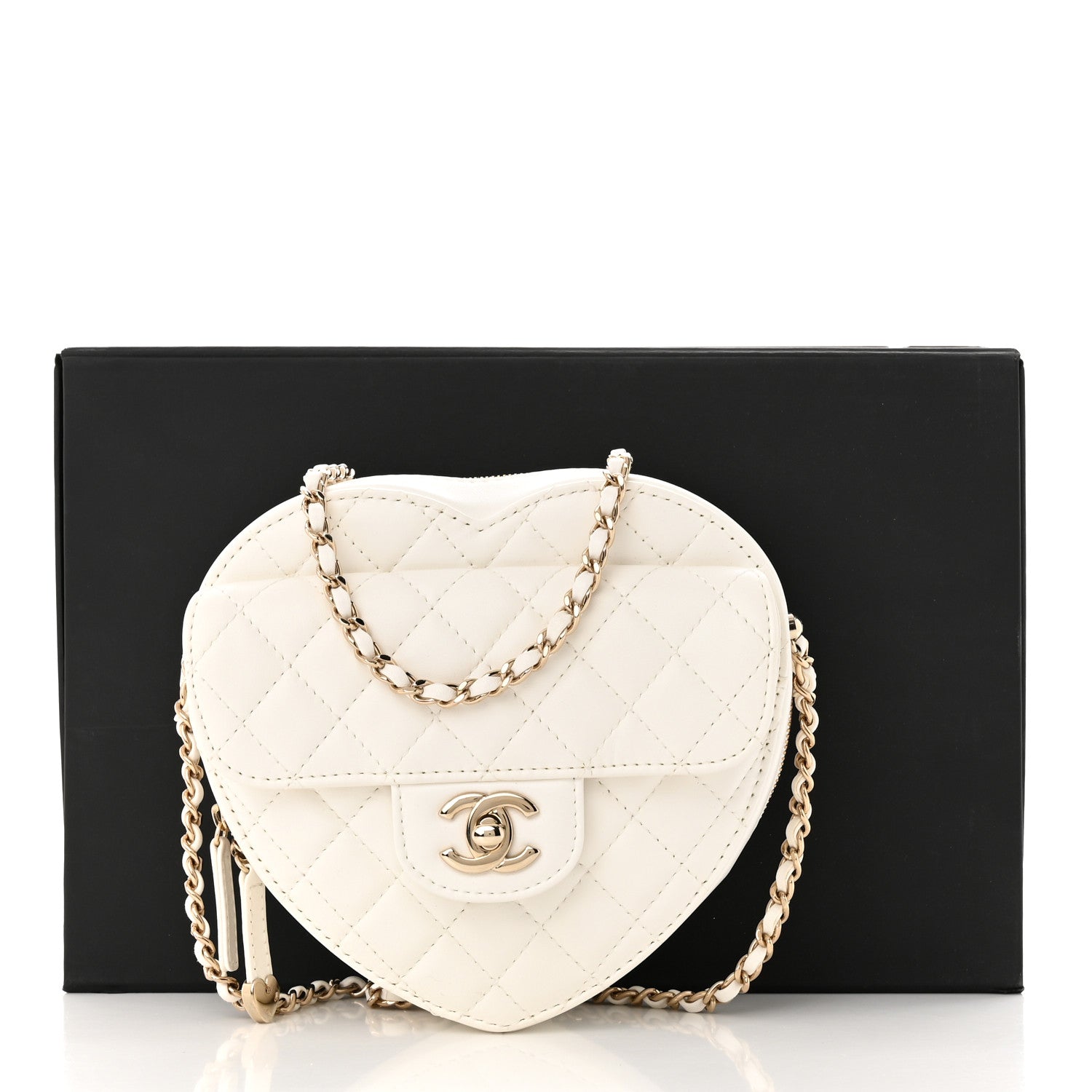 Chanel Lambskin Quilted CC In Love Heart Bag White 11 of 11
