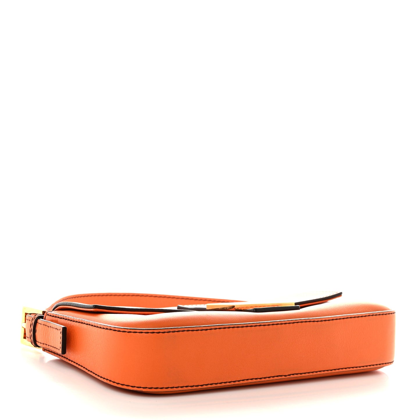 Vitello Flamingo Enamel Interchangeable Strap Baguette Orange Black Tobacco